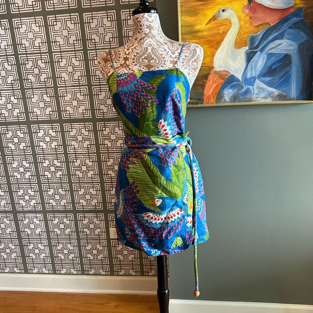 NWT Farm Rio Blue Macaw Mini dress